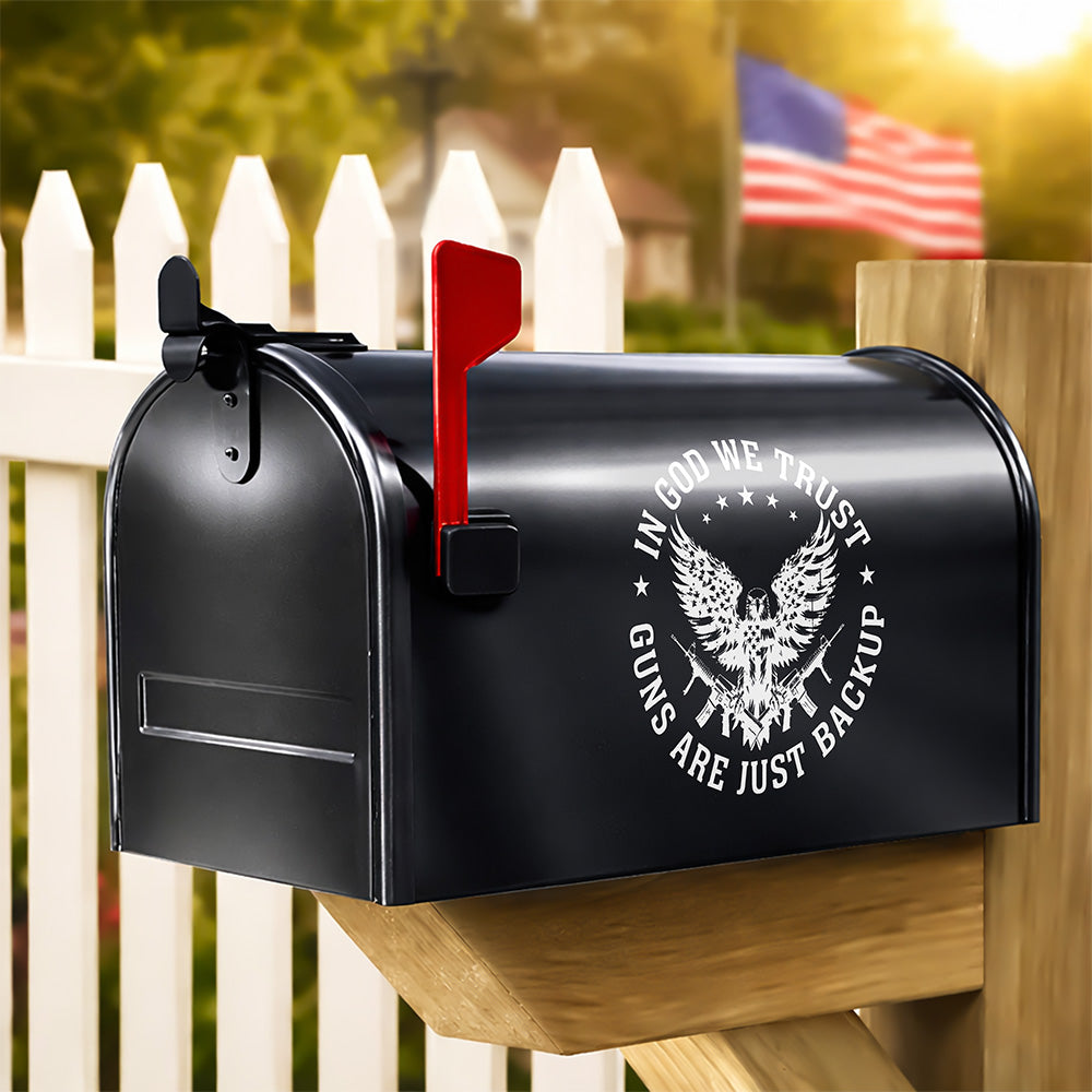 In God We Trust Eagle - Guns Are Just Backup Mailbox Decal HO82 901012