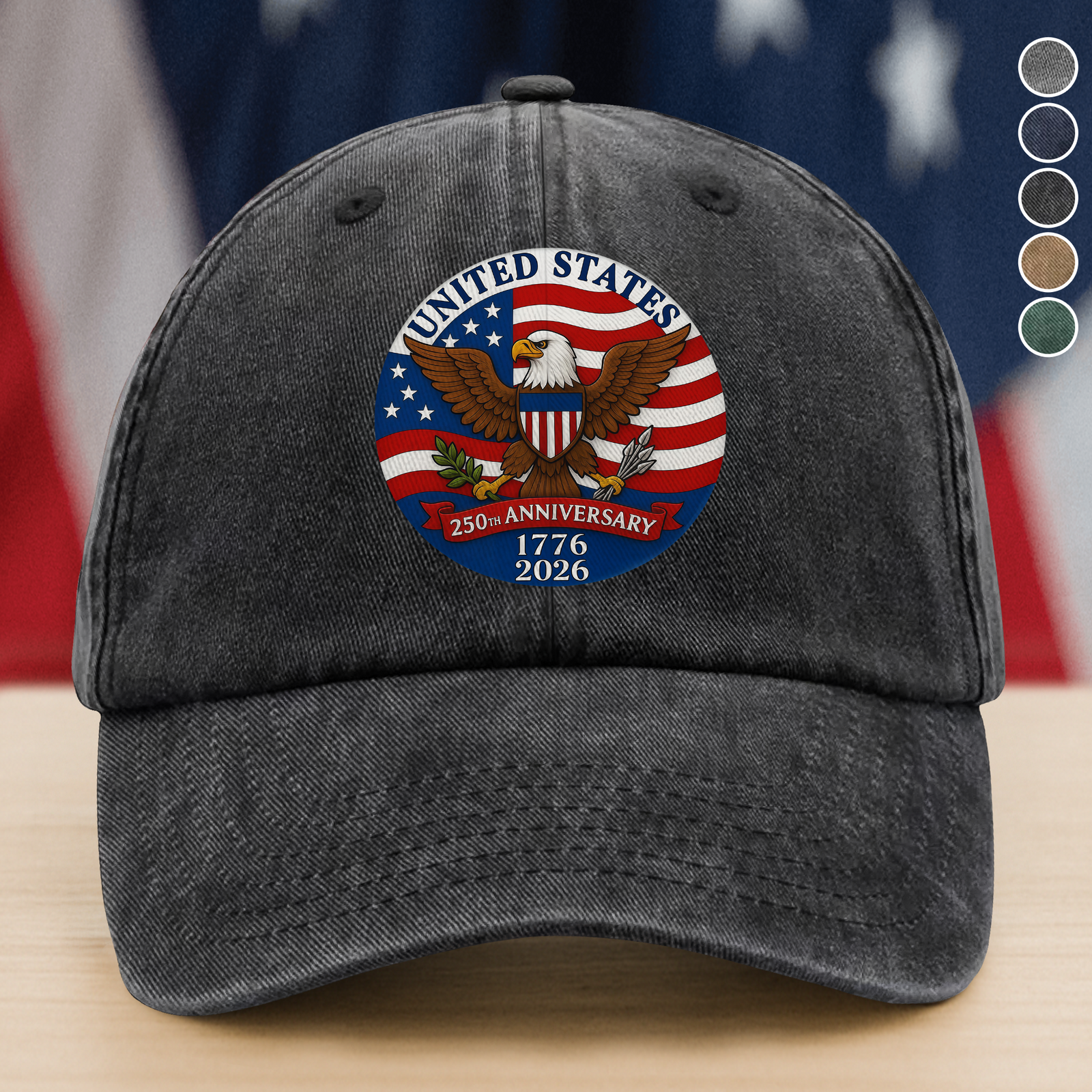 1776 -2026 American 250th Anniversary Eagle Washed Baseball Denim Cap CH07 899370