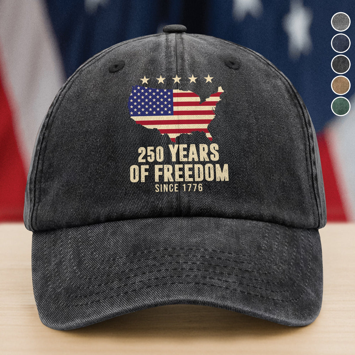 America 250th Anniversary 1776 2026 America 250 Years of Freedom Washed Denim Baseball Cap CH07 899228