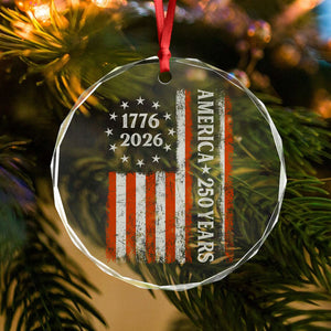 250 Years America Flag 250th Birthday 1776-2026 Glass Ornament HO82 894792