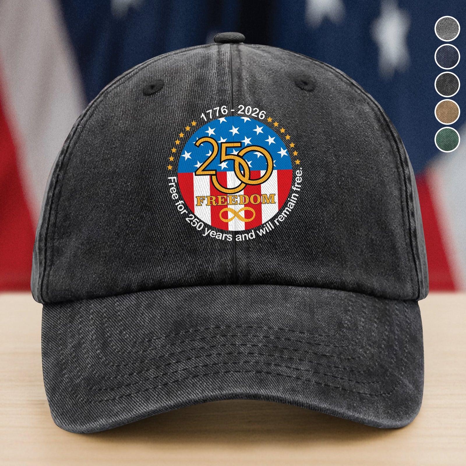 Free For 250 Years And Will Remain Free  Washed Denim Baseball Cap LM32 895153