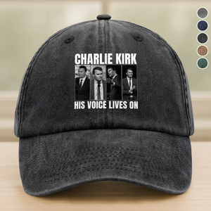 Charlie Kirk His Voice Lives On Washed Denim Baseball Cap HO82 65902