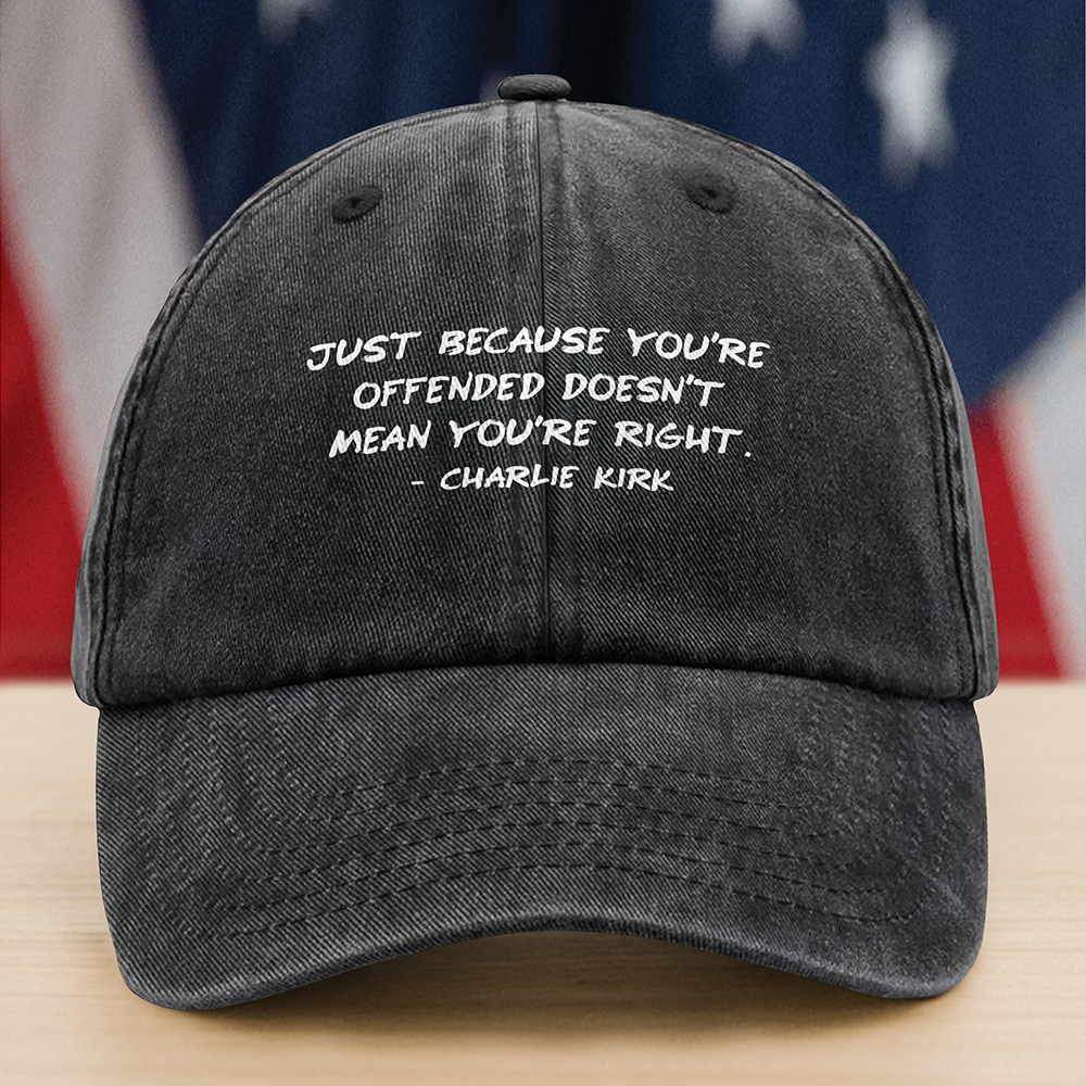 Charlie Kirk Minimalist Famous Quote, Free Speech Conservative Political Truth Washed Denim Baseball Cap HA75 64514