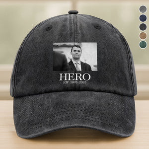 Hero Charlie Kirk American Hero Washed Denim Baseball Cap HO82 65832