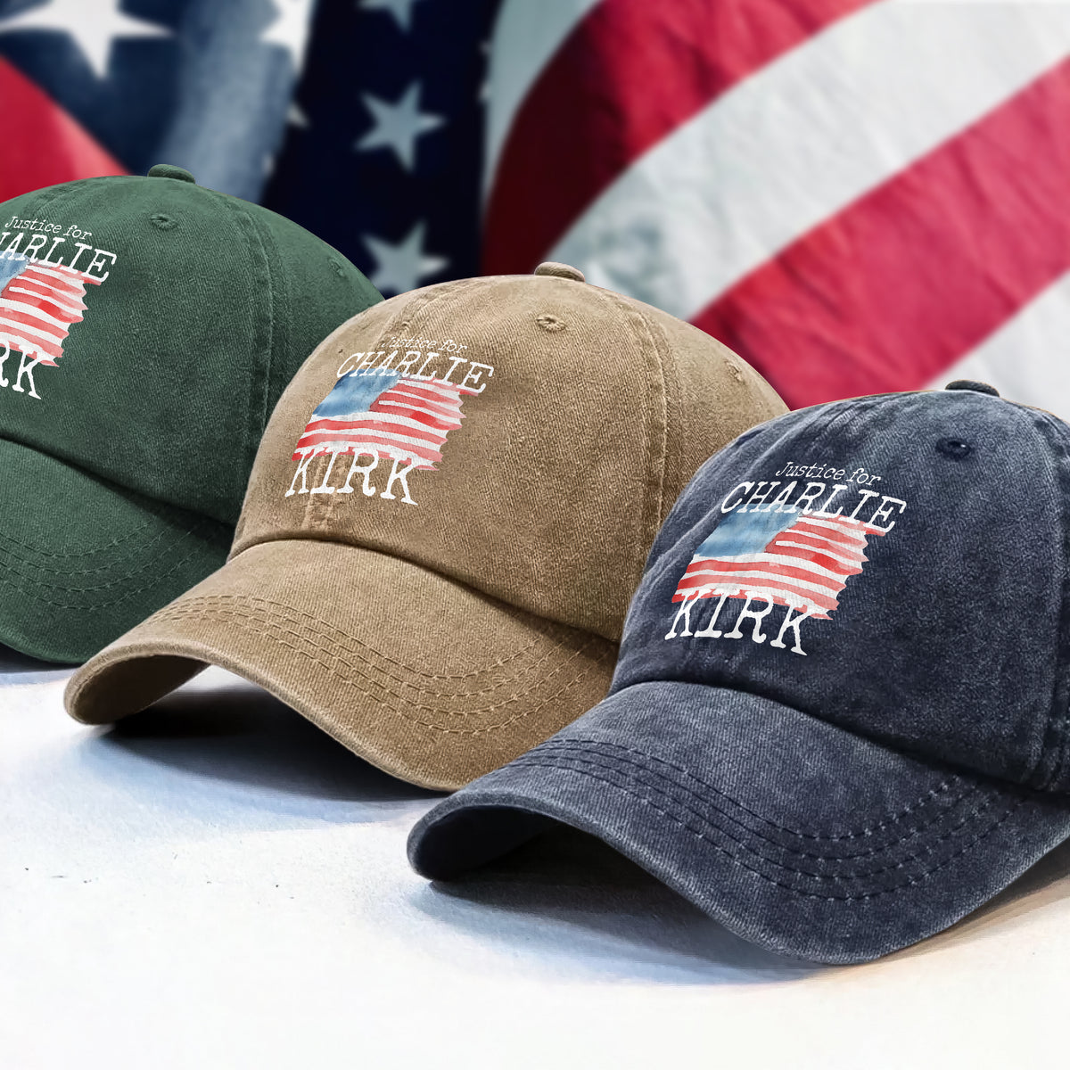 Justice For Charlie Kirk Conservative Political Washed Denim Baseball Cap LM32 65633