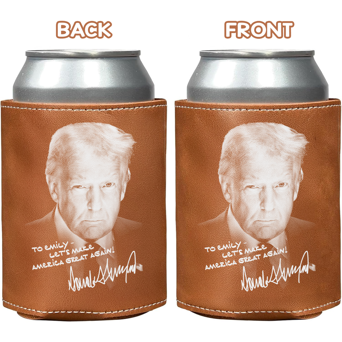 Custom Name President Donald Trump Leather Can Cooler Holder HO82 65714
