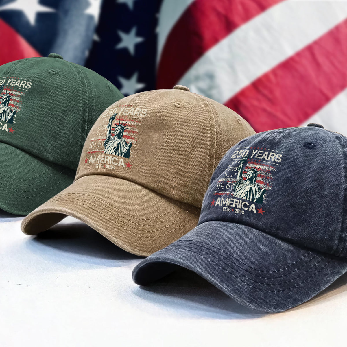 Celebrate Our America 250th Anniversary We The People Washed Denim Baseball Cap CH07 896720