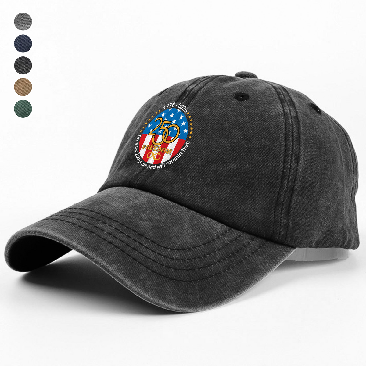 Free For 250 Years And Will Remain Free  Washed Denim Baseball Cap LM32 895153