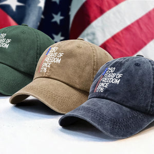 250 Years Of Freedom 250th Birthday America Flag 4th Of July Washed Denim Baseball Cap HO82 894804