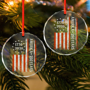 250 Years America Flag 250th Birthday 1776-2026 Glass Ornament HO82 894792