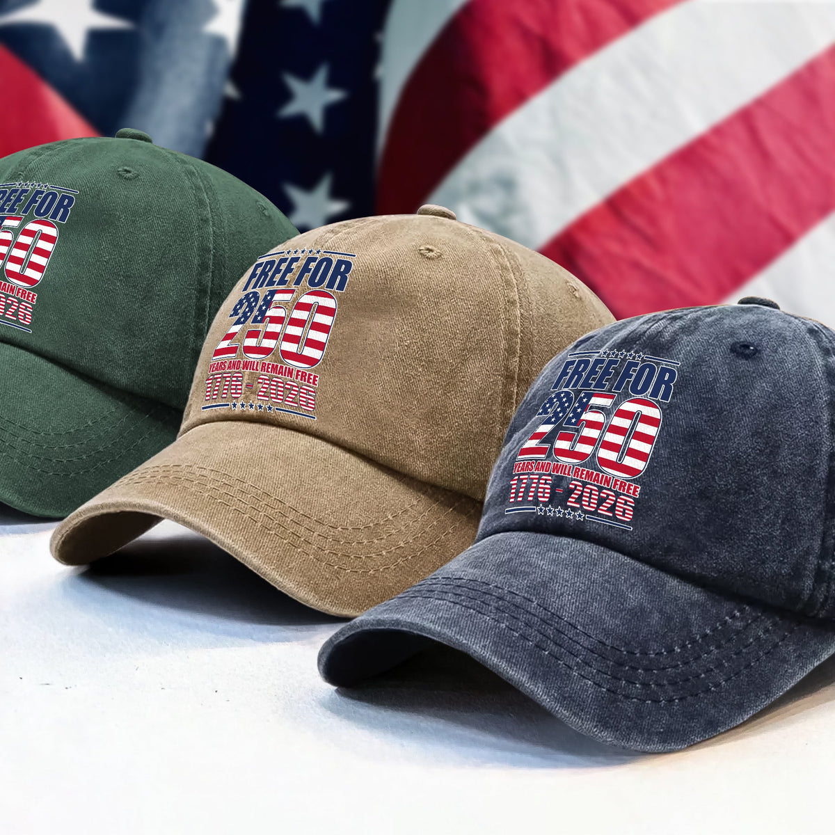 Free For America 250 Years Washed Denim Baseball Cap TH10 894593