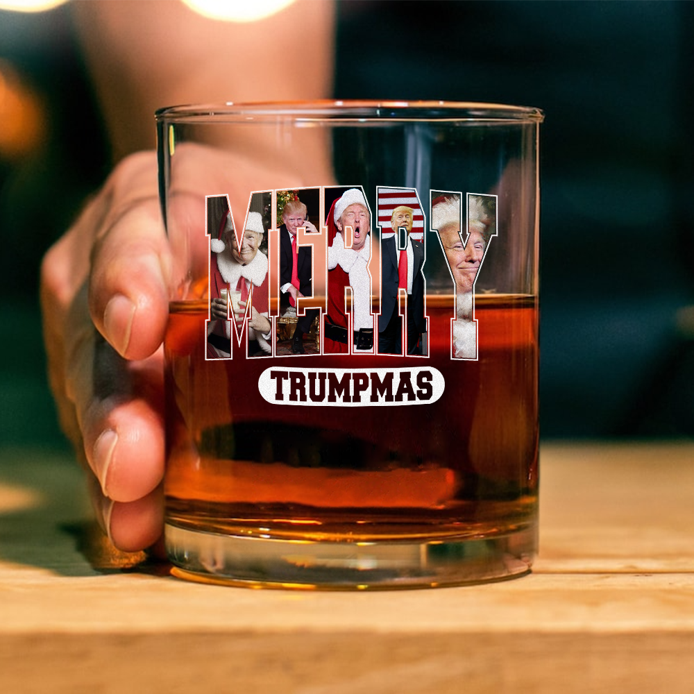 Merry Trumpmas Whiskey Glass Funny Christmas Gift For Trump Lovers HA75 67074