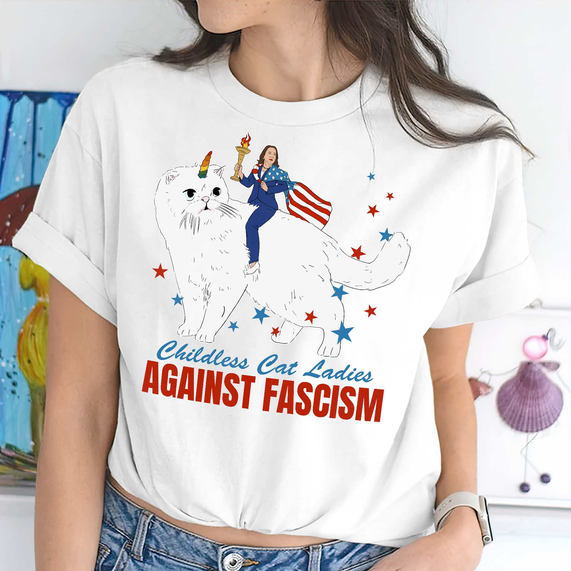 Childless Cat Ladies Against Fascism Bright Shirt HA75 63484