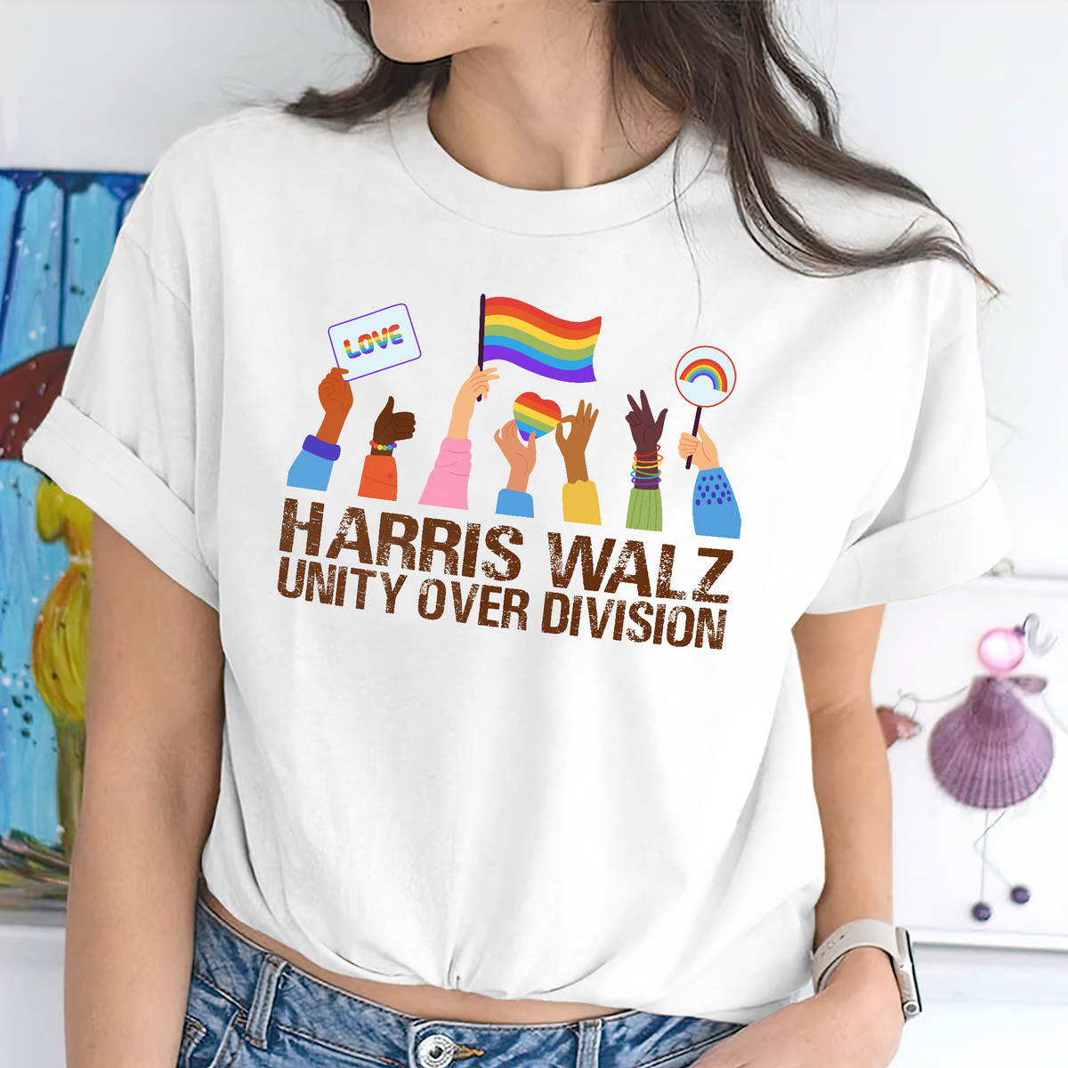 Harris Walz Unity Over Division Election 2024 Bright Shirt HA75 63460