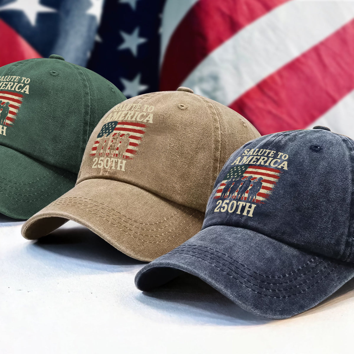 Salute To America 250th Veteran Washed Denim Baseball Cap Happy America 250 Gifts CH07 896730