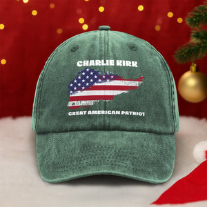 Pray For Charlie Kirk - Great American Patriot Washed Denim Baseball Cap LM32 65637