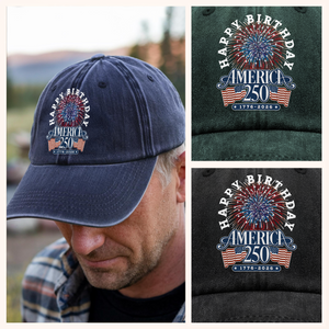 America 250 Semiquincentennial Fireworks Celebration Washed Denim Baseball Cap HO82 894610