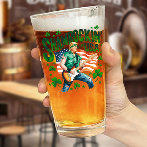 Shamrockin’ The Usa Trump ST. Patrick’s Day Print Beer Glass CH07 67334