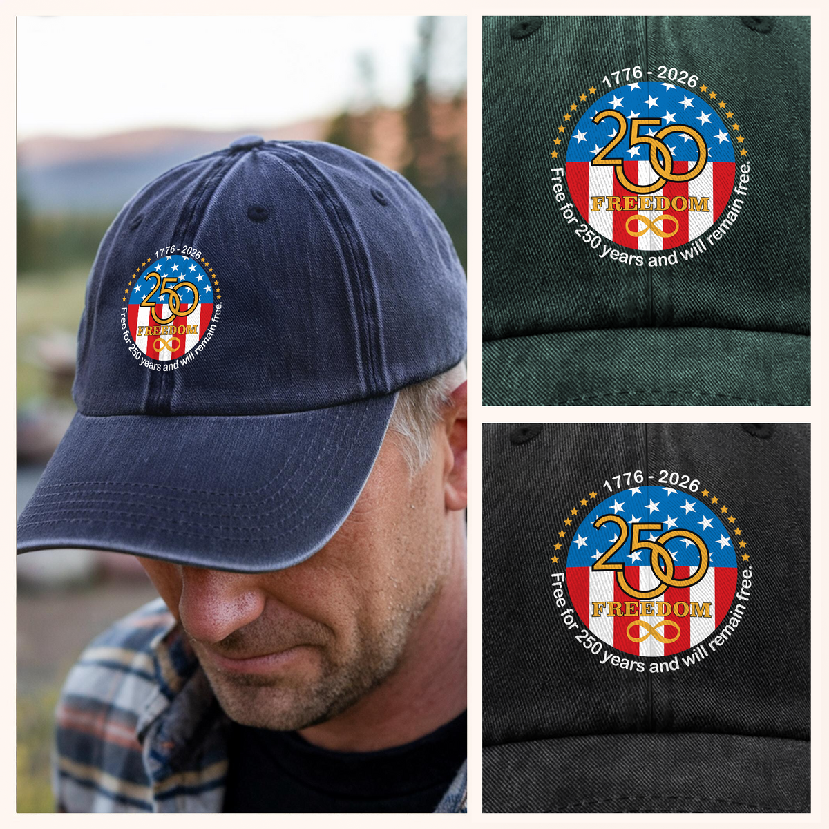Free For 250 Years And Will Remain Free  Washed Denim Baseball Cap LM32 895153
