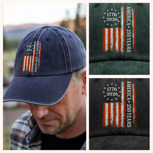 250 Years America Flag 250th Birthday 1776-2026 Washed Denim Baseball Cap HO82 894786
