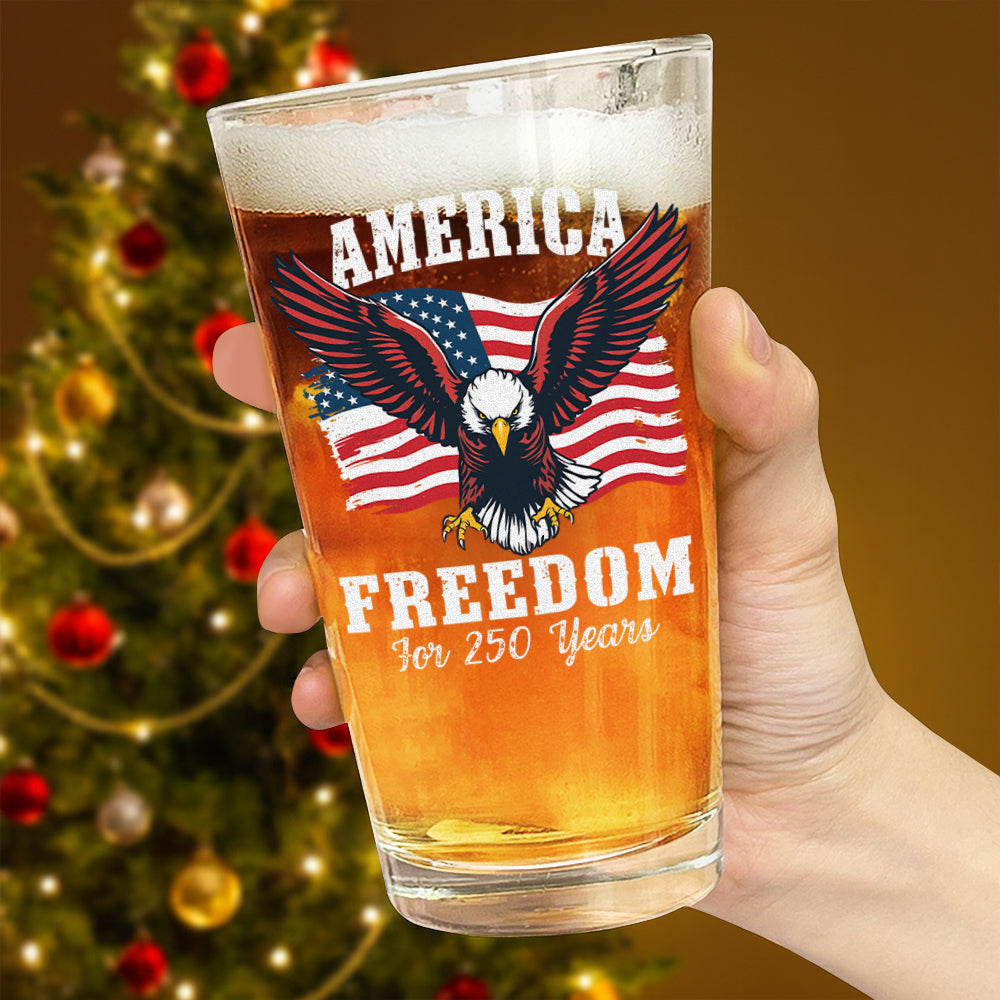 America 250 Years of Freedom Patriotic Eagle Flag Print Beer Glass HA75 897348