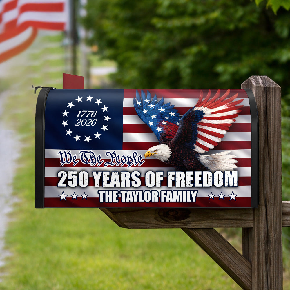 Custom Family Name 250 Years of Freedom We The People Patriotic Mailbox Cover HO82 900924
