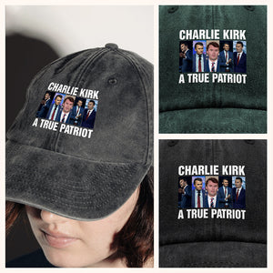 Charlie Kirk A True Patriot Washed Denim Baseball Cap HO82 65894