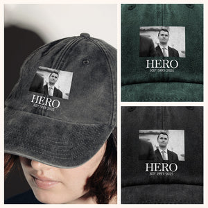 Hero Charlie Kirk American Hero Washed Denim Baseball Cap HO82 65832