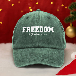 Freedom Charlie Kirk Washed Denim Baseball Cap HA75 64542