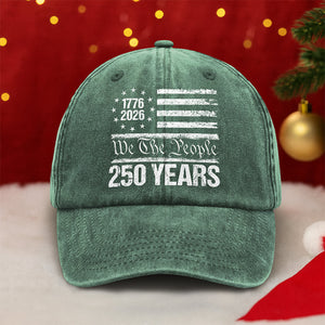 250 Years USA 250th Birthday 1776-2026 Eagle Flag Washed Denim Baseball Cap HO82 894572