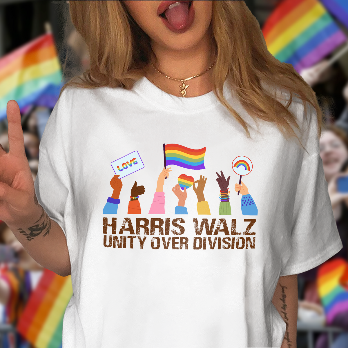 Harris Walz Unity Over Division Election 2024 Bright Shirt HA75 63460