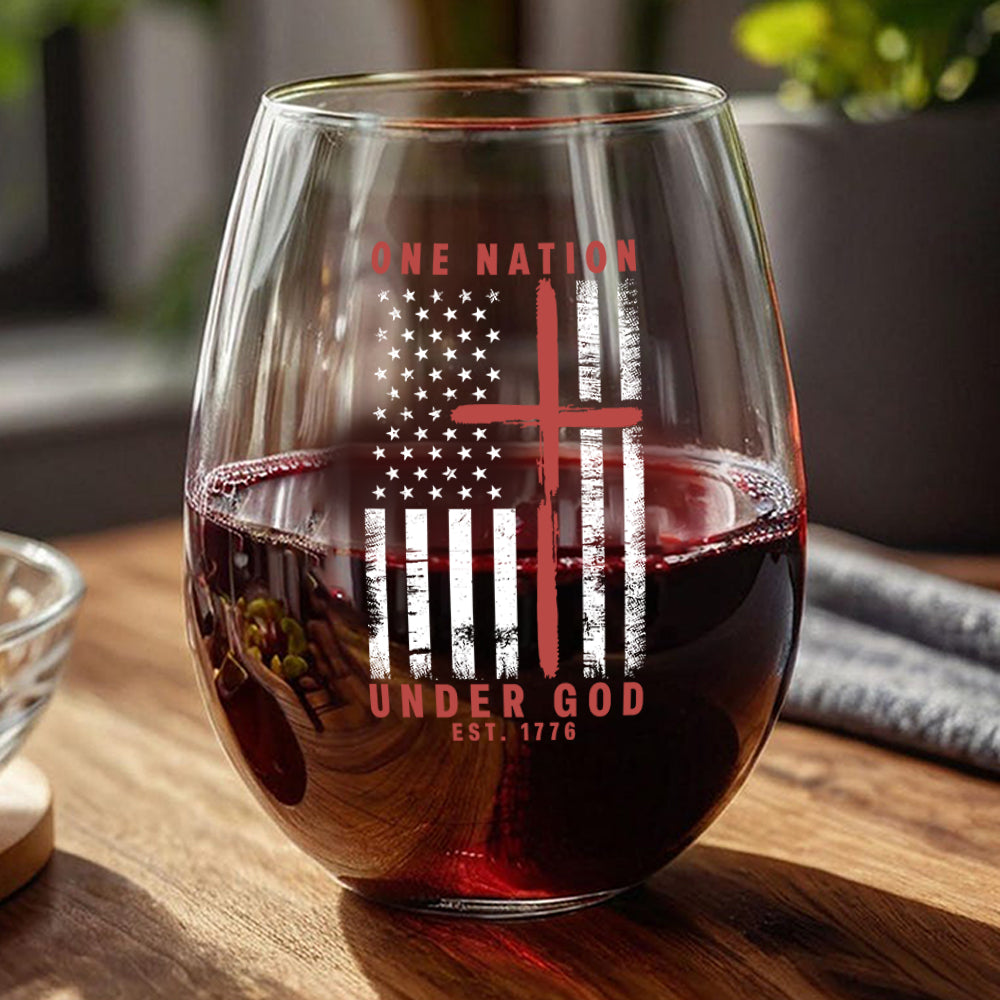 One Nation Under God Est 1776 Freedom Wine Glass LM32 895457