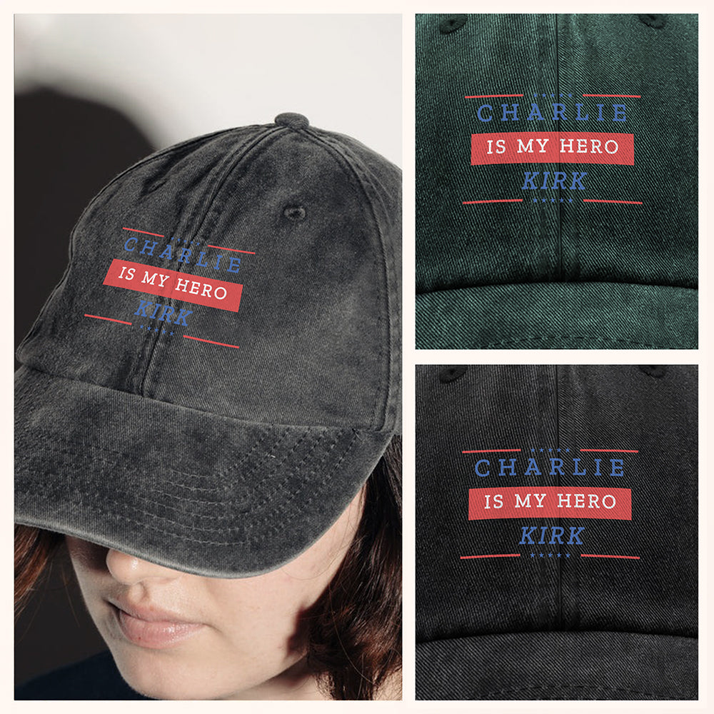 Charlie Kirk Is My Hero Make America Great Again Washed Denim Baseball Cap HO82 65854