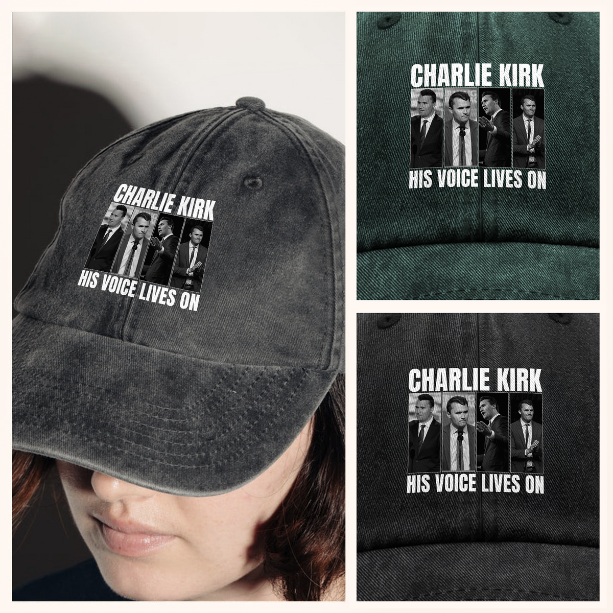 Charlie Kirk His Voice Lives On Washed Denim Baseball Cap HO82 65902
