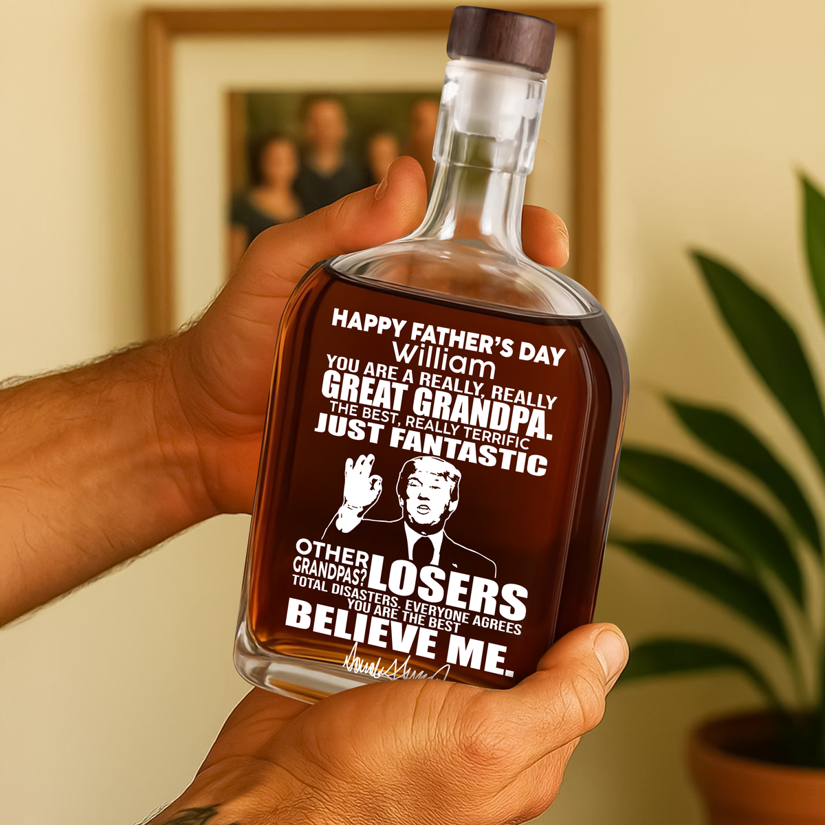 Personalized Great Grandpa Great Dad Trump Whiskey Bottle Father's Day Gift HA75 64402