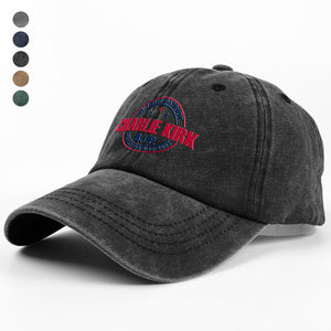 A True Patriot Charlie Kirk R.I.P Washed Denim Baseball Cap LM32 65643