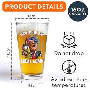 Trump Cheers Make 4th Of July Great Again Print Beer Glass LM32 65375