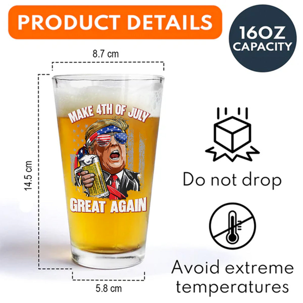 Trump Cheers Make 4th Of July Great Again Print Beer Glass LM32 65375