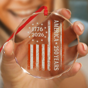250 Years America Flag 250th Birthday 1776-2026 Glass Ornament HO82 894792