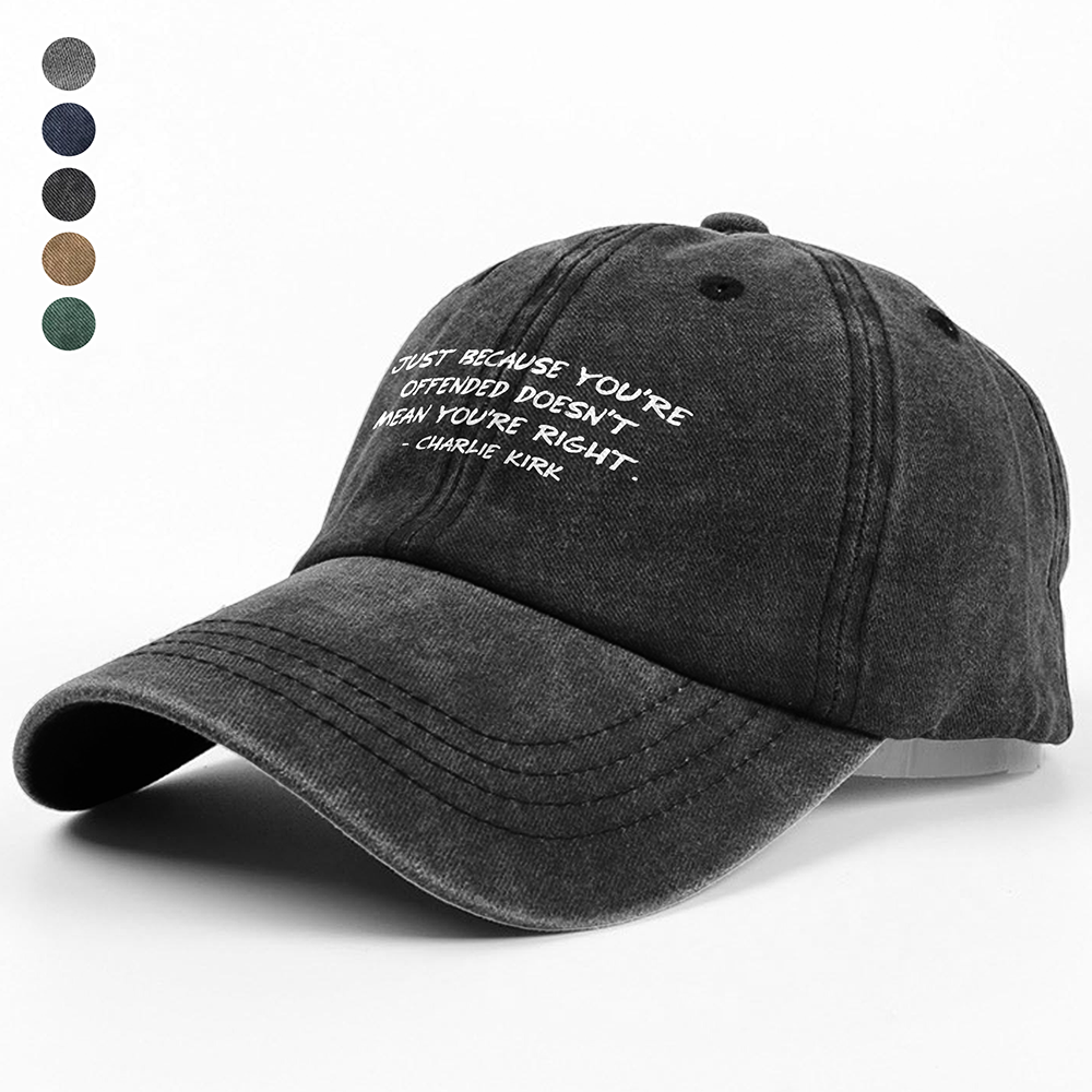 Charlie Kirk Minimalist Famous Quote, Free Speech Conservative Political Truth Washed Denim Baseball Cap HA75 64514