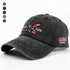 Personalized 250 Years USA Washed Cap with Embroidered American Flag, Patriotic Embroidered Baseball Cap HO82 901092
