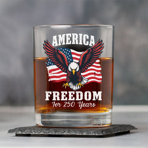 America 250 Years of Freedom Patriotic Eagle Flag Whiskey Glass HA75 897342