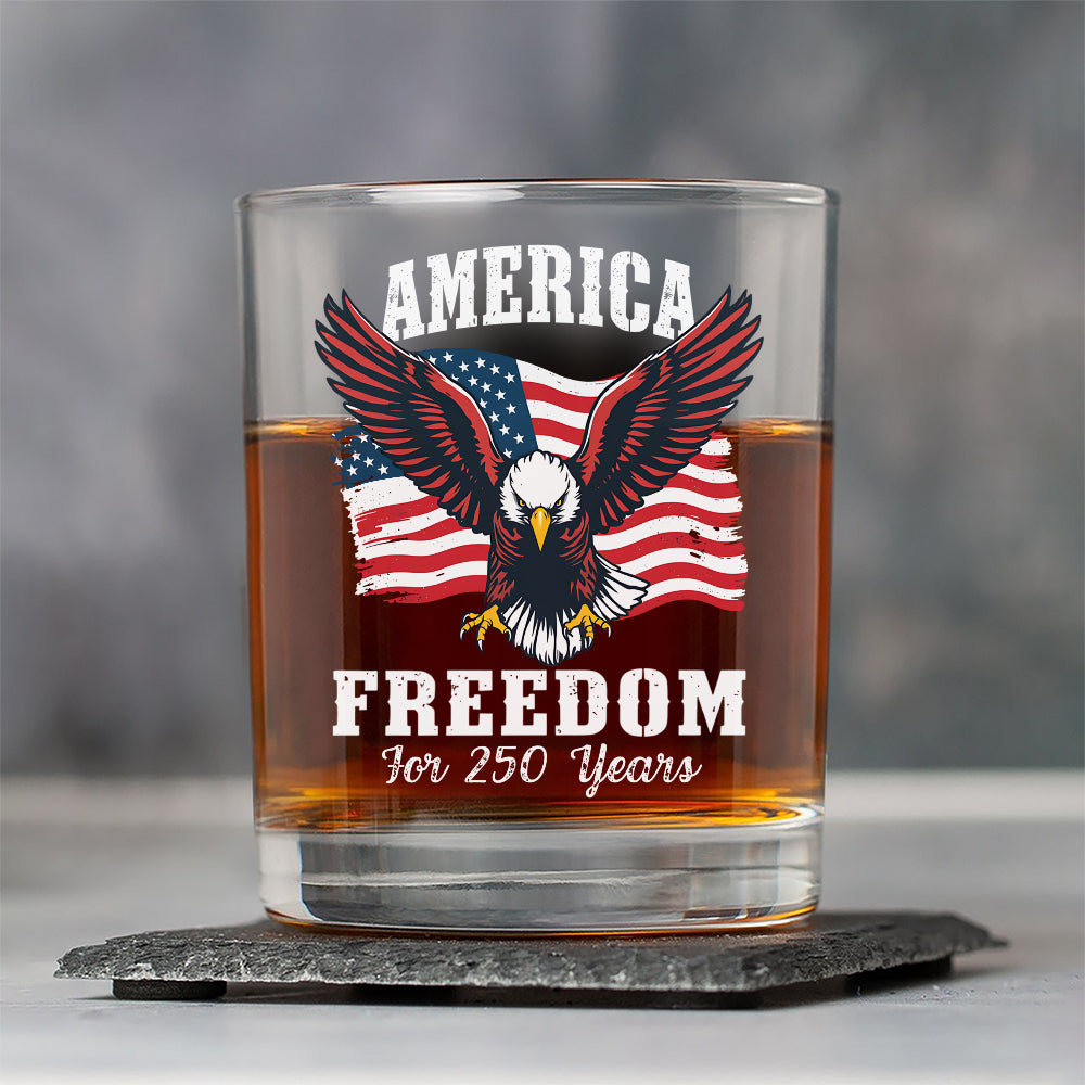 America 250 Years of Freedom Patriotic Eagle Flag Whiskey Glass HA75 897342