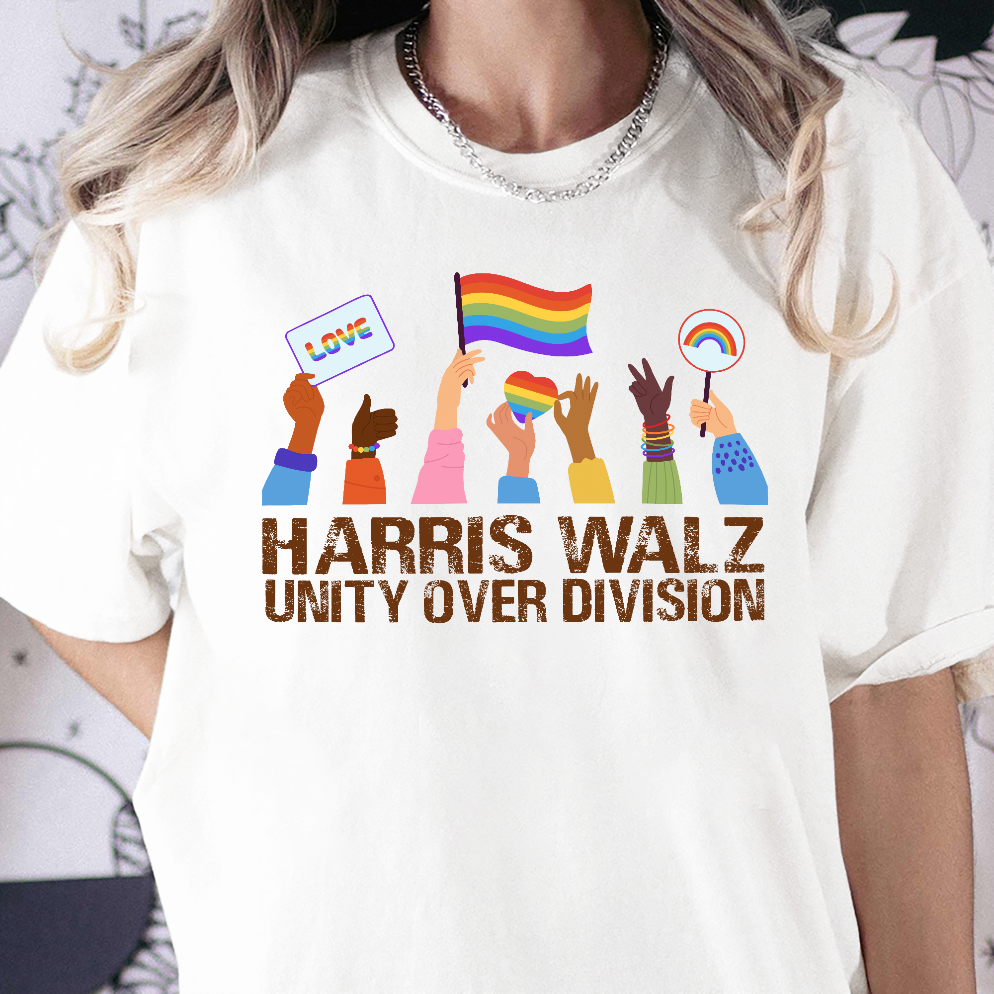 Harris Walz Unity Over Division Election 2024 Bright Shirt HA75 63460