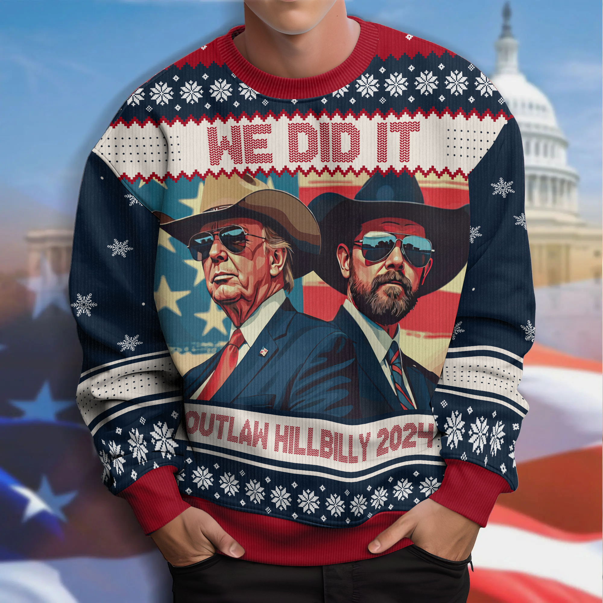 We Did It Outlaw Hillbilly 2024 Trump Vance Ugly Sweater N304 HA75 63912