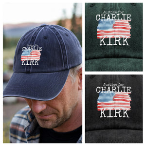 Justice For Charlie Kirk Conservative Political Washed Denim Baseball Cap LM32 65633