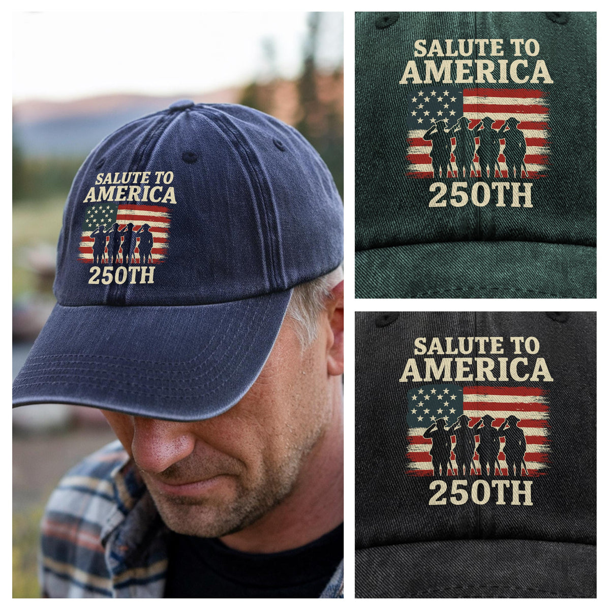 Salute To America 250th Veteran Washed Denim Baseball Cap Happy America 250 Gifts CH07 896730