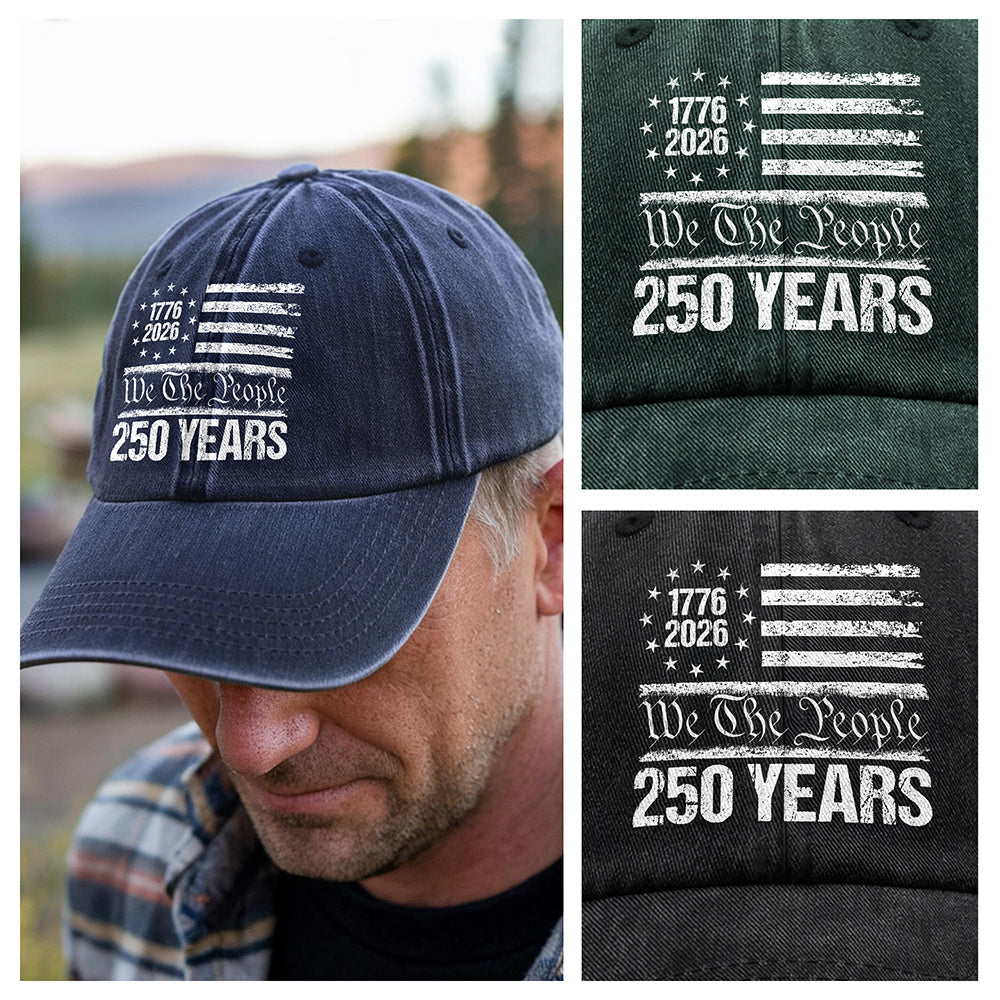 250 Years USA 250th Birthday 1776-2026 Eagle Flag Washed Denim Baseball Cap HO82 894572