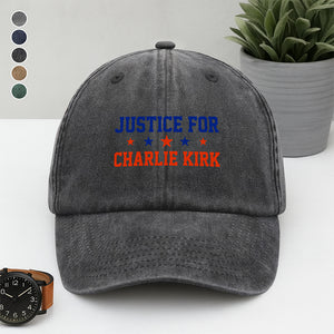 Justice For Charlie Kirk With Star Washed Denim Baseball Cap HO82 65858