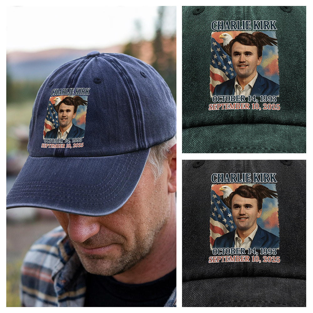 Pray for Charlie Kirk Washed Denim Baseball Cap HA75 64556